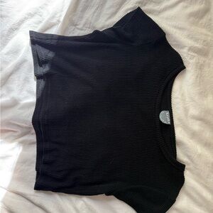 ARULA Black Ribbed Knit Top